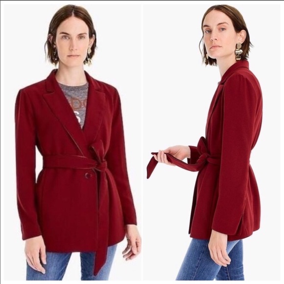 J. Crew Jackets & Blazers - J. Crew burgundy belted wrap blazer